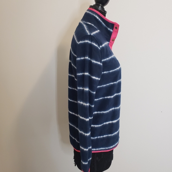 Simply Southern Blue Tie Dye Striped Snap Front Pullover Jacket Sweater Small - Picture 6 of 8